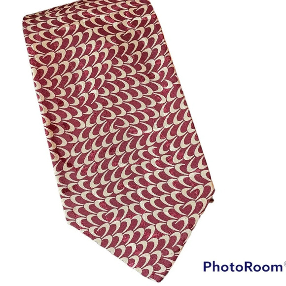 Polo Ralph Lauren 100% silk tie dark red and white design power tie - Picture 1 of 7